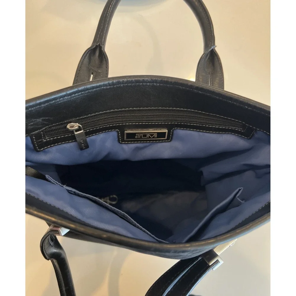Tumi Sinclair Nina Commuter Black Tote|Bag. Open Top. Coated Nylon. Leather Trim - Picture 5 of 5